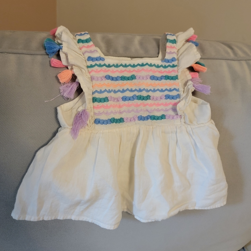 Embroidered Tassel Blouse 12-18 months vacation wear